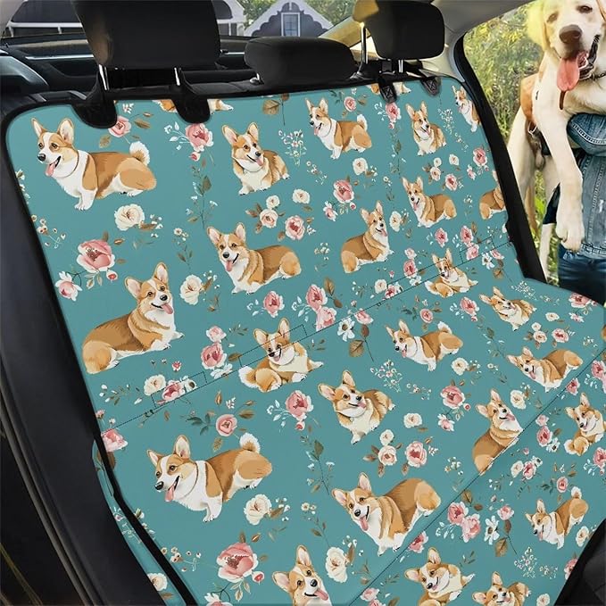 AFPANQZ Corgi Floral Car Dog Cat Seat Cover