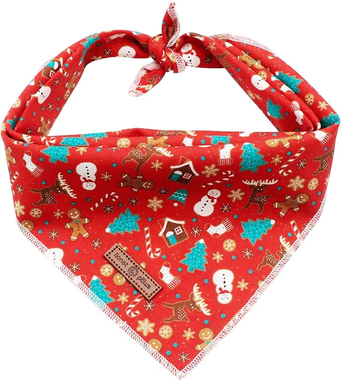 Lionet Paws Christmas Dog Bandana Washable Cotton Handkerchief