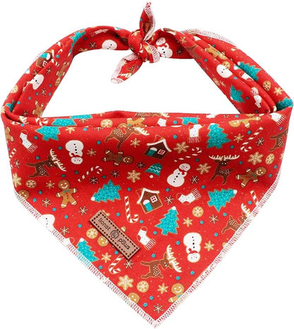Lionet Paws Christmas Dog Bandana Washable Cotton Handkerchief