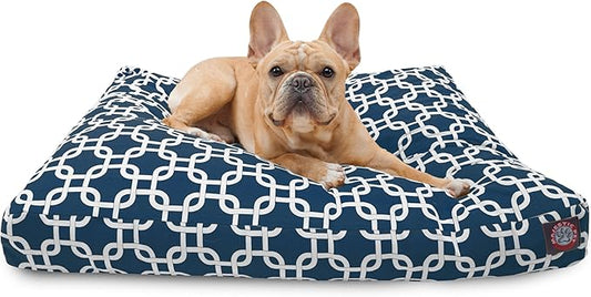 Navy Blue Links Small Rectangle Indoor Outdoor Pet