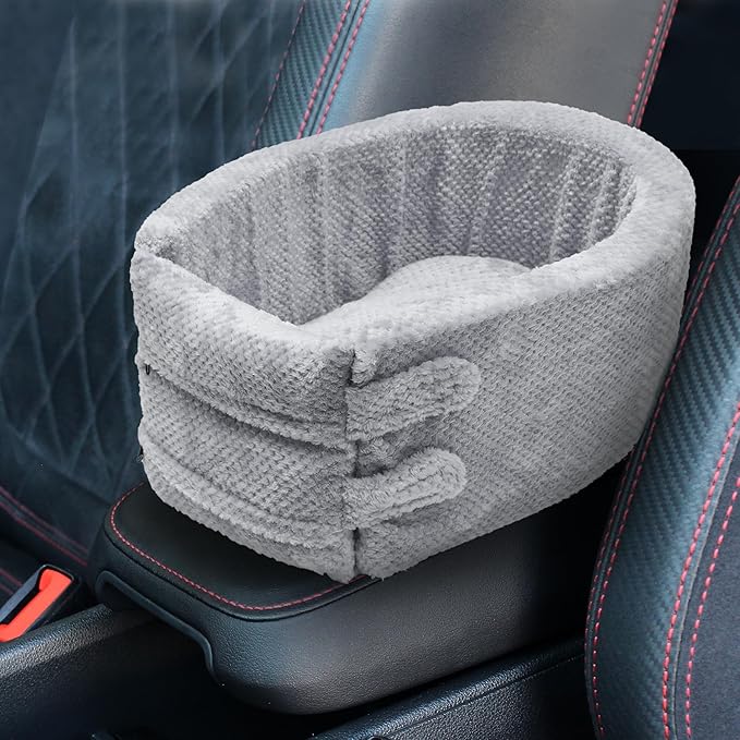 X AUTOHAUX Dog Car Seat Seat Adjustable Straps for Medium Small Sized Puppy Cat Seat Pets Soft Non Slip Bottom Travel Bed Gray