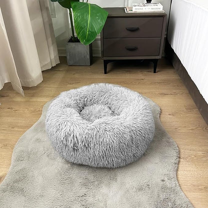 Deluxe Calming Dog Bed for Small Medium Dogs & Cats M(28" x 28" x 10"))