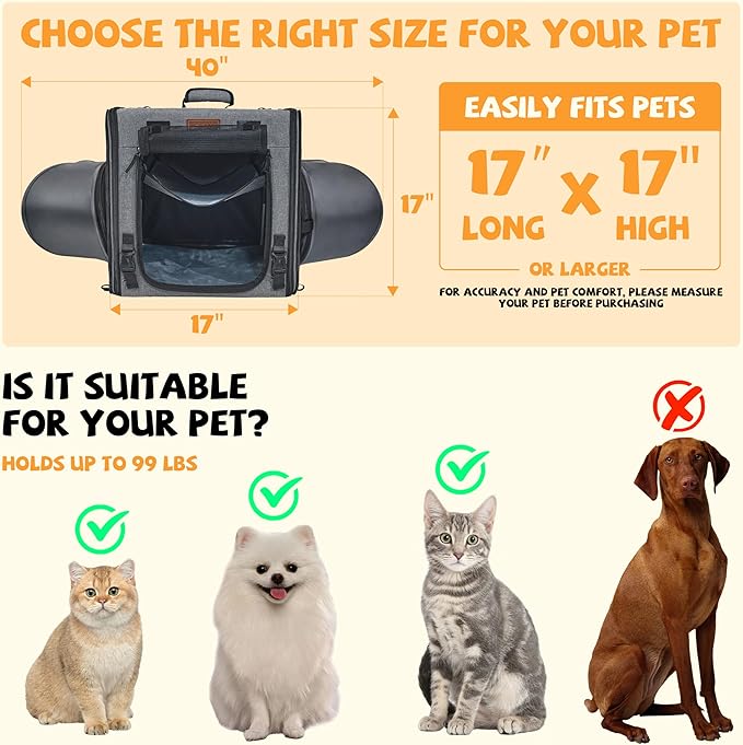 Cat Travel Carrier with Litter Box Portable Single Cat Carriers for Cat and Pet Shelter Ideal for Single Cat Soft Foldable Design with Shoulder Strap, One Hammocks and Cushion