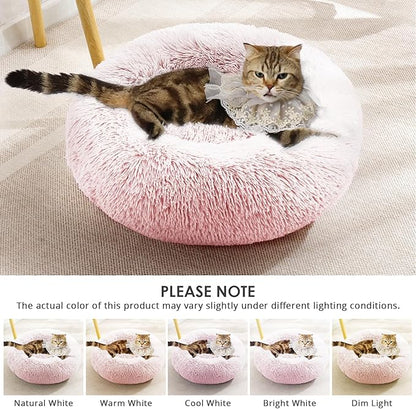 JOLLYVOGUE Calming Donut Dog Bed & Cat Bed (20", Pink)