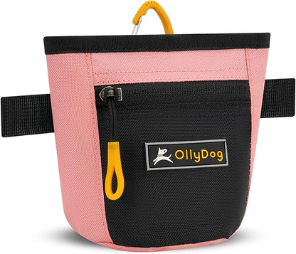 OllyDog Goodie Treat Bag, Dog Treat Pouch, Waist Belt Clip for Hands-Free Training, Magnetic Closure, Dog Training and Behavior Aids, Three Ways to Wear (Strawberry Ice)