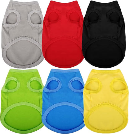 Paiaite 6 Pieces Plain Dog Shirt Sleeveless Puppy