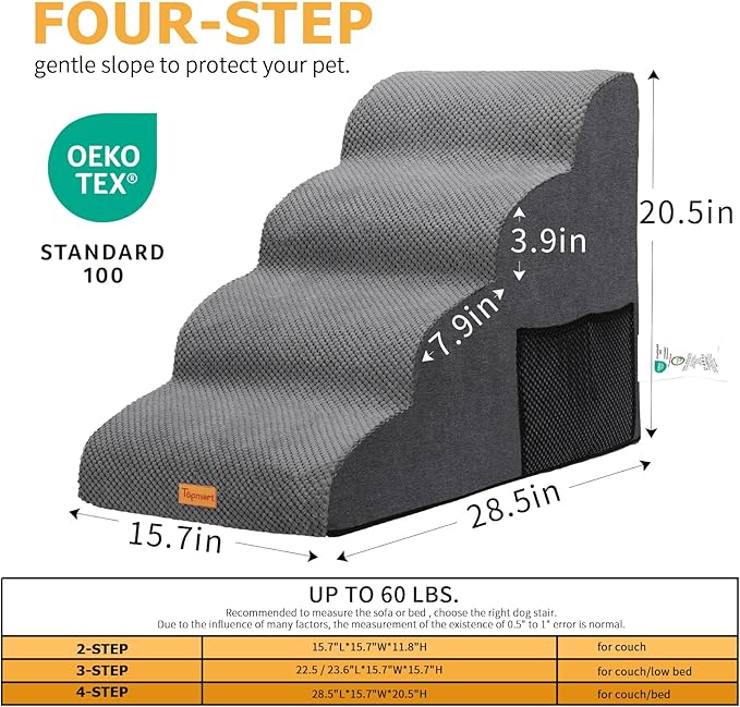 Topmart High Density Foam Dog Steps 4 Tiers