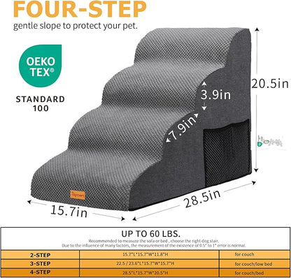 Topmart High Density Foam Dog Steps 4 Tiers