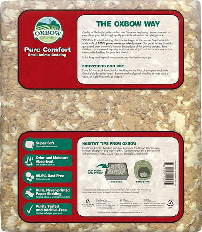 Oxbow Pure Comfort Small Animal Bedding - Odor & Moisture Absorbent, Dust-Free Bedding for Small Animals, Blend, 72 Liter Bag