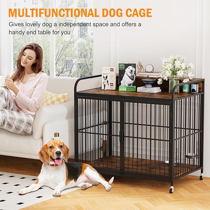 Small Dog Crate Furniture 360° Rotating 2-in-1 Dog (31.96''L x 20.47''W x 31.49''H)