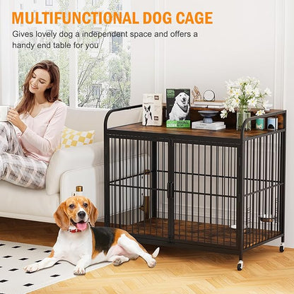 Small Dog Crate Furniture 360° Rotating 2-in-1 Dog (31.96''L x 20.47''W x 31.49''H)