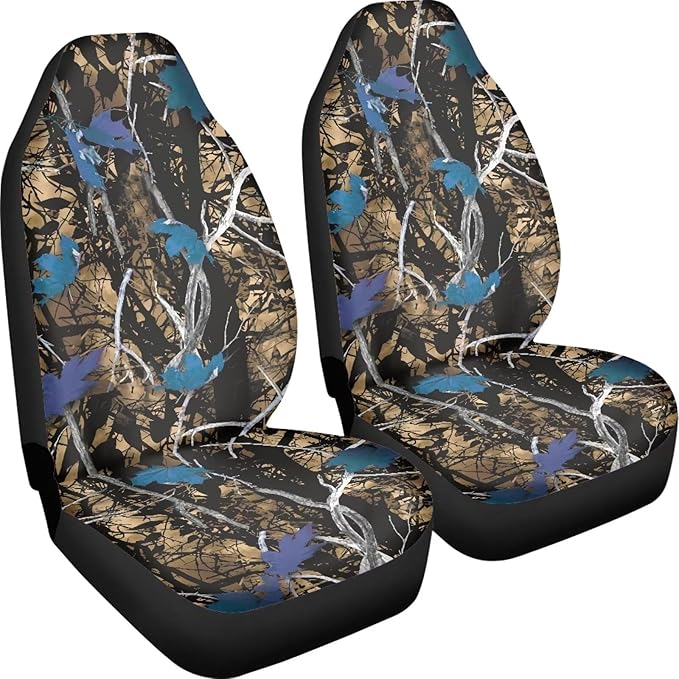 Blue Camo Hunting Seat Covers for Cars Front Seat