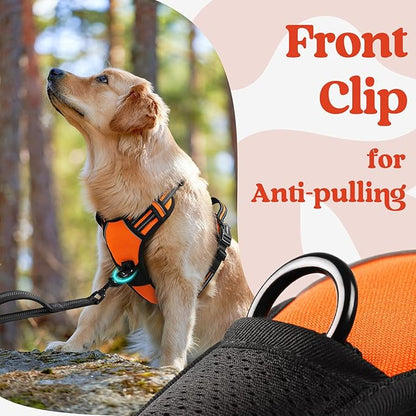 rabbitgoo Dog Harness for Large, No Pull Pet Harness with 3 Buckles, Adjustable Soft Padded Dog Vest with Instant Control Handle, Easy Walking Reflective Pet Vest for Extra Large Dogs, Orange, XL