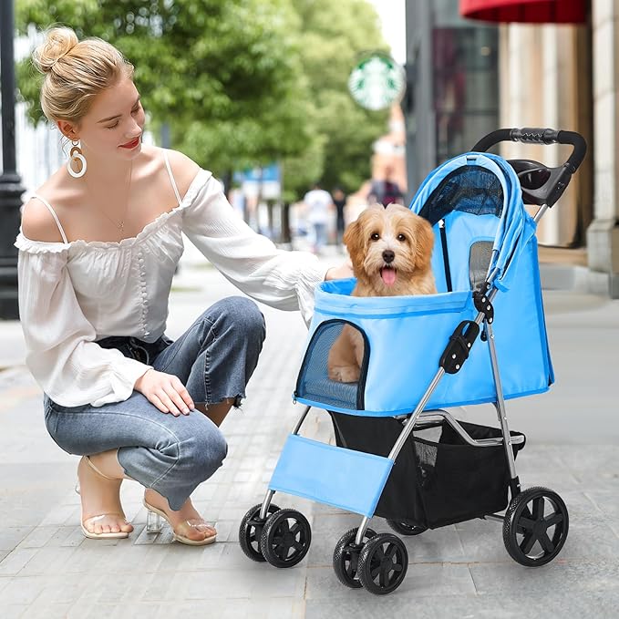 Dog Stroller for Small Dogs 4 Wheels,