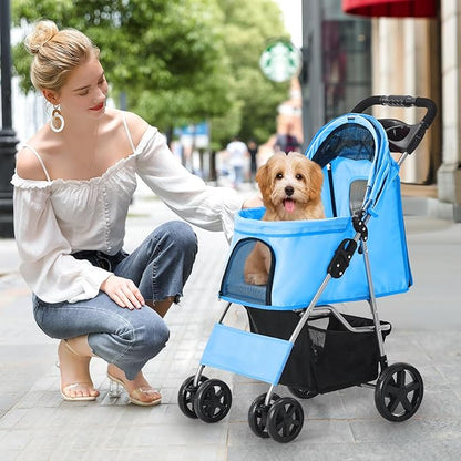 Dog Stroller for Small Dogs 4 Wheels,