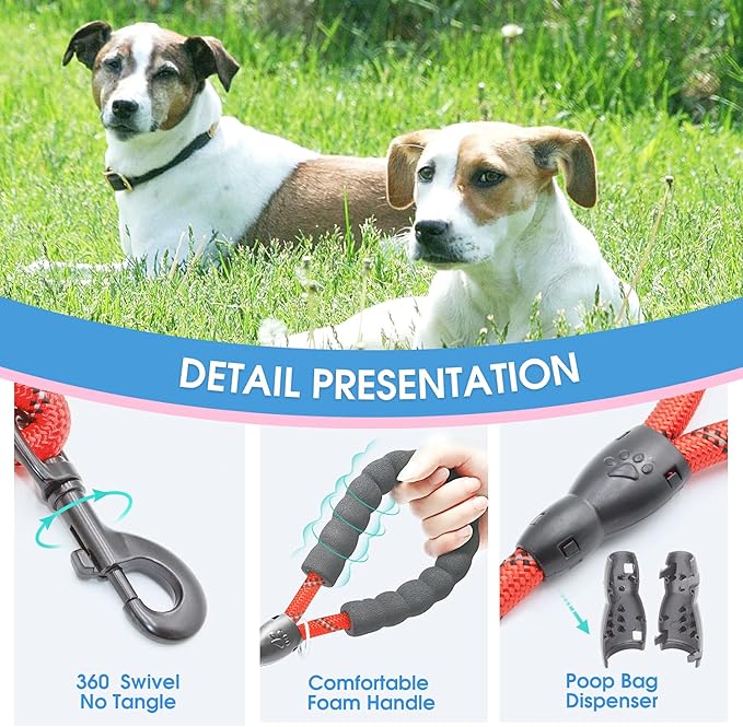 BAAPET 2/4/5/6 FT Dog Leash with Comfortable Padded Handle and Highly Reflective Threads for Small Medium and Large Dogs (2FT-1/2''