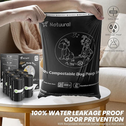 100% Compostable Dog Poop Bags-270 Counts 18Rolls