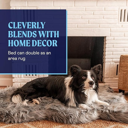 PupRug Orthopedic Dog Bed for Large Dogs with Fluffy Soft Faux Fur and Memory Foam for Joint Pain Relief