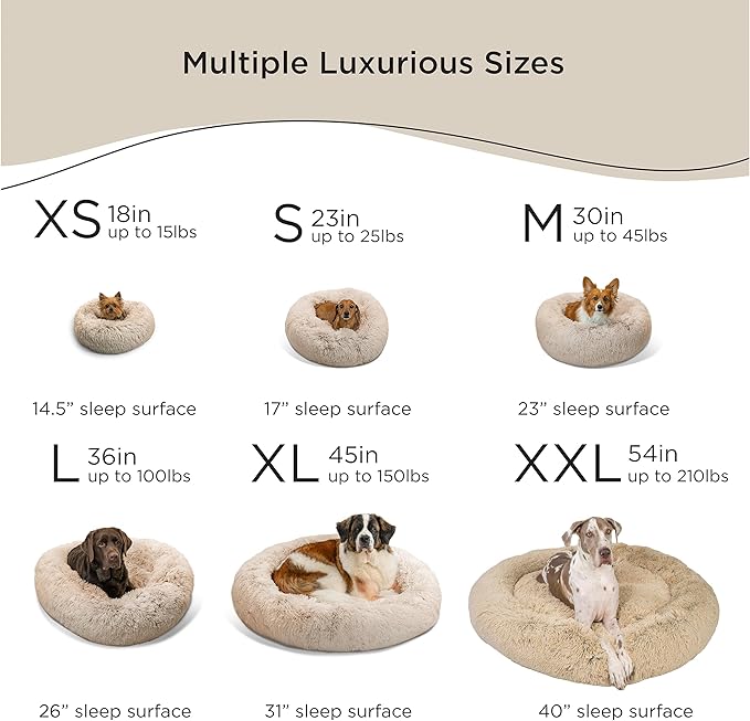 Best Friends by Sheri The Original Calming Donut Cat and Dog Bed in Shag Fur Taupe 18"