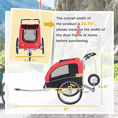 Aosom Dog Bike Trailer 2-in-1 Pet Stroller