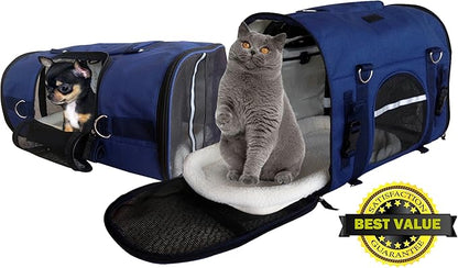 6 in 1 Sturdy pet Carrier Backpack & Front/Chest pet Carrier & Shoulder & pet Hand Carrier Bag & Car Crate & 2 Positions Carrier to fit Under Airplane Seats -Size XXS for Teacup Pets max. 8 Lb.