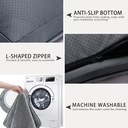 Dog Crate Bed Waterproof Deluxe Plush Dog Beds with Removable Washable Cover Anti-Slip Bottom Pet Sleeping Mattress for Large 41 x 27 inch,