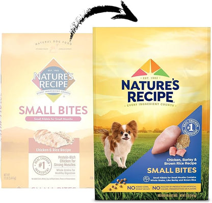 Nature′s Recipe Small Bites Chicken, Barley & Brown Rice Recipe Dry Dog Food, 12 lb. Bag