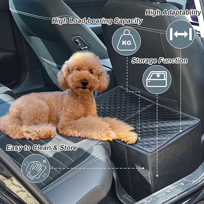 Abbylike 2 Pcs Dog Back Car Seat Extender Pet Seat Extender with Adjustable Storage Bins for Travel