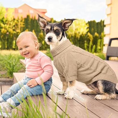 BEAUTYZOO Small Dog Sweater, Dog Sweatshirt Pullover Cable Knitwear, Classic Turtleneck Thick Cold Weather Dog Clothes for Small Medium Dogs Puppy Girl Boys Chihuahua, Bulldog, Dachshund, Pug, Yorkie