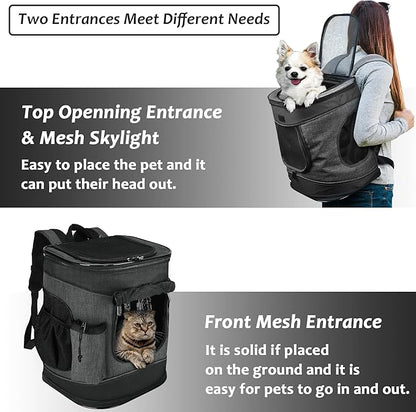 Kritter Planet Pet Carrier Backpack for Dogs and Cats, Breathable Pet Backpack with 2 Mesh Window,Portable Pet Carrier for Camping