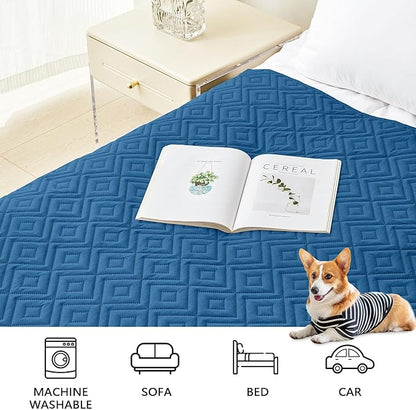 hyha Waterproof Dog Blanket, Soft Dog Bed Cover Pet Blankets, Waterproof Sofa Couch Cover for Dogs Washable, Reversible Pet Couch Covers for Sofa Furniture (52x82 Inch, Navy Blue/Blue)