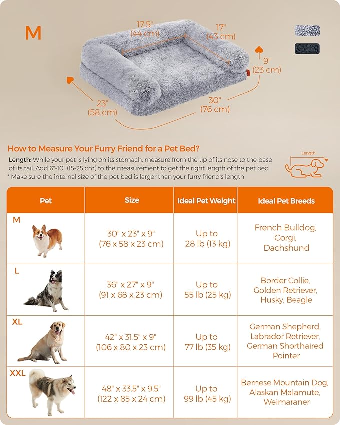 Feandrea Dog Bed 30 x 23 x 9 Inches, UPGW231G01