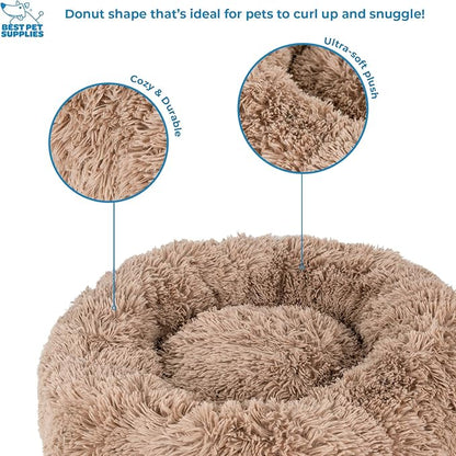 Best Pet Supplies Round Donut Dog Bed with Plush Faux Fur Fabric 27x27x7.5''