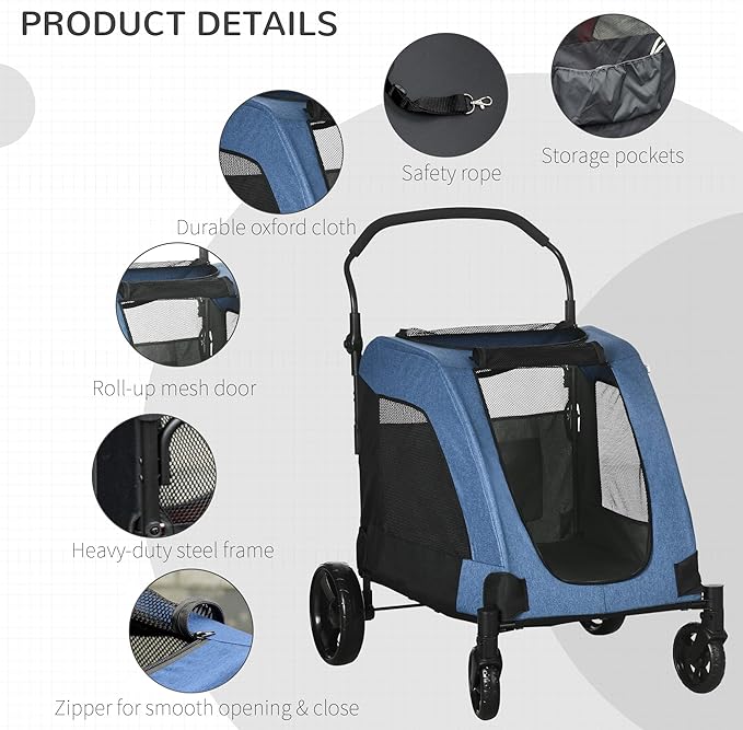 NicBex Dog Stroller Modern Pet Stroller Universal Wheel with Storage Basket Pet Stroller for Medium Dogs Classic Ventilated Foldable Oxford Fabric for Medium Size Dogs
