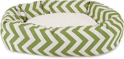 52 inch Sage Chevron Sherpa Bagel Dog Bed