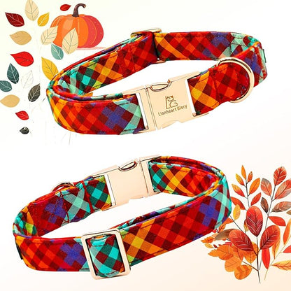 Lionheart glory Plaid Dog Collar Fall Halloween Dog Collars Bowtie Heavy Soft Adjustable Dog Collar for Small Dogs Collar Dog Bow Male/Female Dog Collar Pet Gift