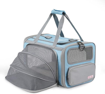 Pawaii Airline Approved Cat Carrier, Cat, Dog Carrier with ID Tag, Collapsible Pet Travel Carrier, Foldable, Protable, Comfortable, Convenient Pet Travel Carrier for Cats and Puppy