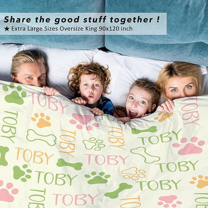 Personalized Dog Blankets Dog Paw Print Blanket Puppy Blanket 60"x50"