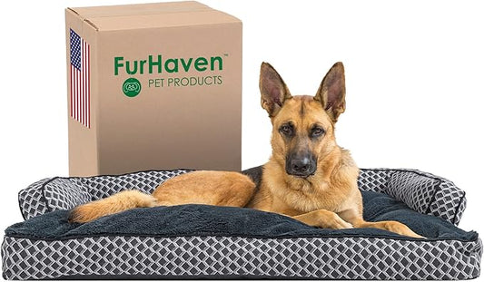 Furhaven Pillow Dog Bed for Large Dogs w/ Removable Bolsters & Washable Cover