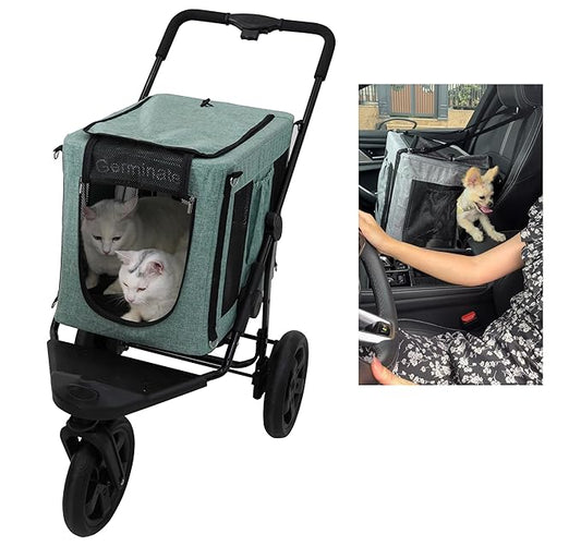 3 in 1 Dog Cat Stroller with Detachable 10 20 50 Lbs 2 Two
