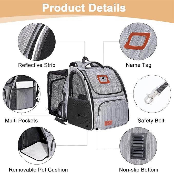 Cat Carrier Backpacks Expandable Cat Backpacks for Carrying Cats Up to 20 Lb