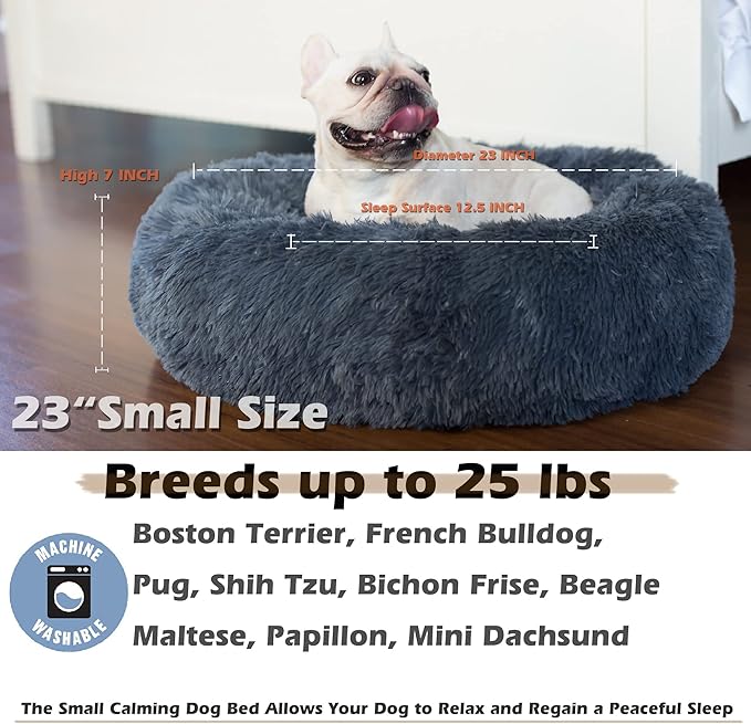 Puppy Bed for Calming Dog 23 Inches Dark 15 lbs