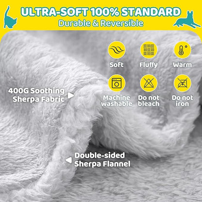 Dog Blanket, Puppy Blanket for Small Dogs, Cat Blanket Puppy Essentials Fluffy Premium Soft Warm Bed Blanket, Suitable for Outdoor/Car/Pet Crate/Air Box/Cat Bag, Gray (35 x 25Inch)