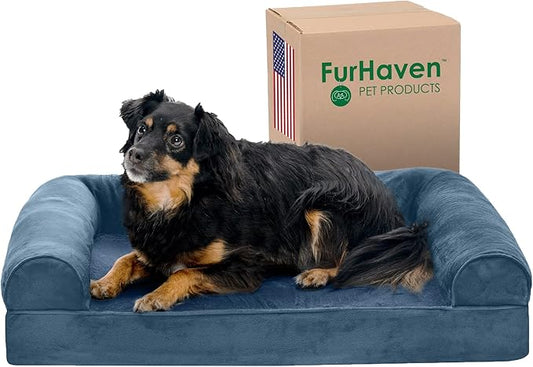 Furhaven Orthopedic Dog Bed for Medium/Small Dogs w/ Removable Bolsters & Washable Cover 35 lbs