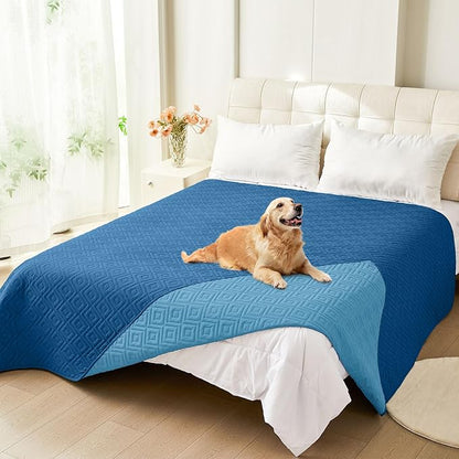 hyha Waterproof Dog Blanket, Soft Dog Bed Cover Pet Blankets, Waterproof Sofa Couch Cover for Dogs Washable, Reversible Pet Couch Covers for Sofa Furniture (52x82 Inch, Navy Blue/Blue)