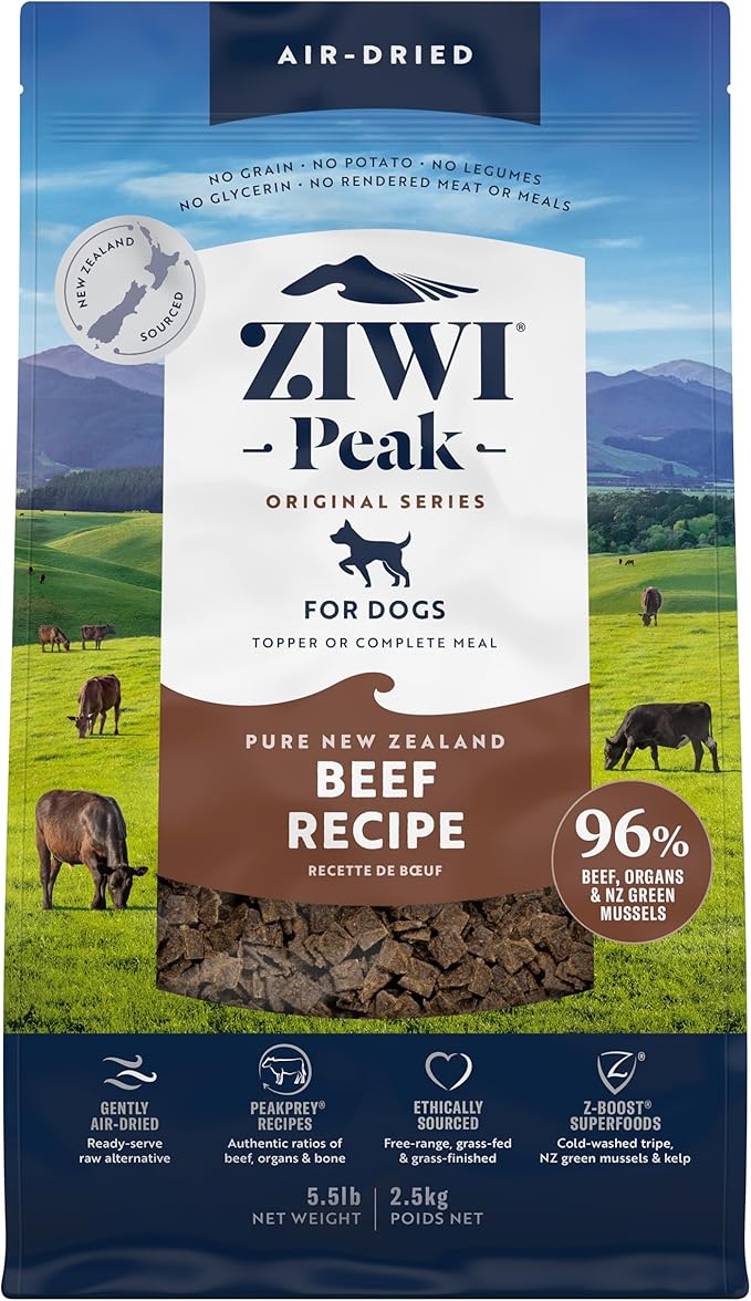 ZIWI Peak Air-Dried Dog Food – Beef - All Natural, High Protein, Grain Free, Limited Ingredient w/ Superfoods (88oz)