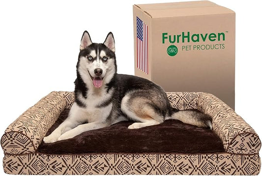 Furhaven Orthopedic Dog Bed for Large Dogs w/ Removable Bolsters & Washable Cover 95 lbs