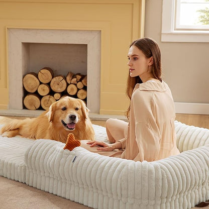 Bedsure Foldable Human Dog Bed for People Adult 2 in 1 Corduroy