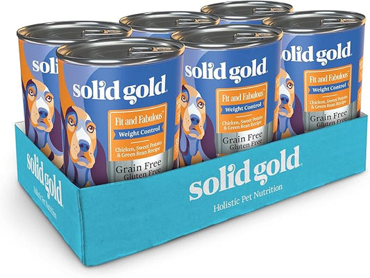 Solid Gold Weight Management Dog Food - Fit & Fabulous Wet Grain Free Dog Food Made with Real Chicken, Sweet Potato and Green Bean - for Weight Control and Dogs with Sensitive Stomachs