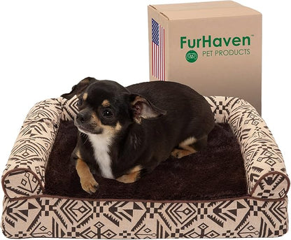 Furhaven Orthopedic Dog Bed for Small Dogs w/ Removable Bolsters & Washable Cover 20 lbs